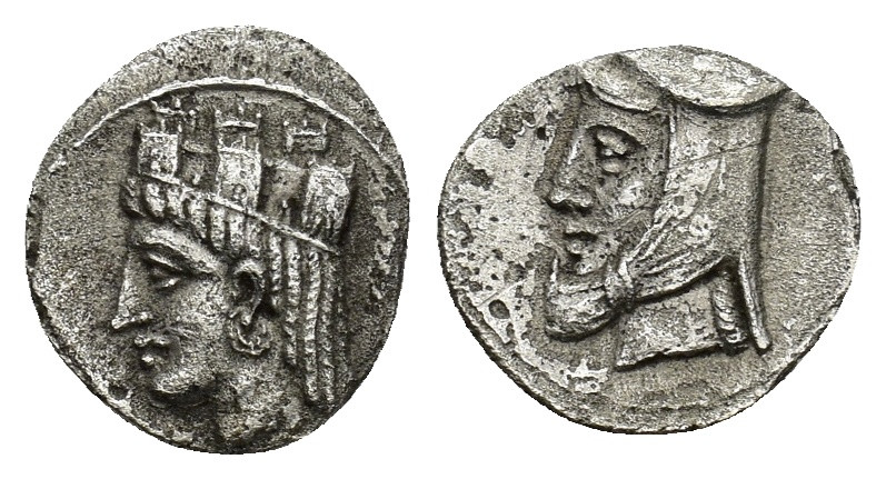 CILICIA, Uncertain. Circa 4th Century BC. AR Obol (11mm, 0.66 g). Female head le...