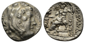IONIA, Uncertain. Early-mid 3rd century BC. AR Drachm(17mm, 3.98 g) In the name and types of Alexander III of Macedon. Head of Herakles right, wearing...