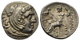 IONIA, Uncertain. Early-mid 3rd century BC. AR Drachm (18mm, 4.13 g). In the name and types of Alexander III of Macedon. Head of Herakles right, weari...