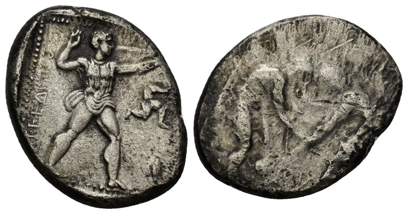 Pamphylia, Aspendos. AR Stater (25mm, 10.68 g), c. 380/75-330/25 BC. Obv.Slinger...