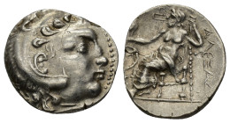 IONIA, Uncertain. Early-mid 3rd century BC. AR Drachm (18mm, 4.0 g). In the name and types of Alexander III of Macedon. Head of Herakles right, wearin...