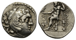 IONIA, Uncertain. Early-mid 3rd century BC. AR Drachm (16mm, 4.0 g). In the name and types of Alexander III of Macedon. Head of Herakles right, wearin...