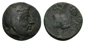 IONIA & LYDIA, Persian Satraps. Spithridates. Circa 334 BC. AE (1.17 Gr. 11mm).
 Head of Spithridates right, wearing tiara 
Rev. Forepart of horse rig...