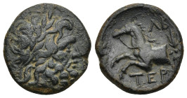 PISIDIA, Termessos (Circa 40/39 BC) AE (4.54 Gr. 17mm.) 
 Laureate head of Zeus to right 
Rev: Forepart of bridled horse to left; ΛB (date) above, TEP...