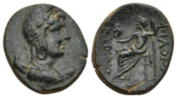 PHRYGIA. Philomelion. AE (After 133 BC). (5.09 Gr. 19mm.)
 Laureate and draped bust of Men on crescent right, wearing phrygian cap.
 Rev. Zeus Aetopho...