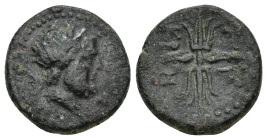 PHRYGIA, Mysia Abbaitis.(?) 2nd century BC. AE. (4.1 Gr. 17mm.). 
Laureate head of Zeus right 
Rev. Winged thunderbolt within wreath.