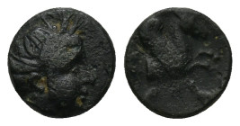 MYSIA. Lampsakos.(?) (4th-3rd centuries BC). (0.93 Gr. 8mm.)
 Laureate head of female right. 
Rev. Forepart of Pegasos right