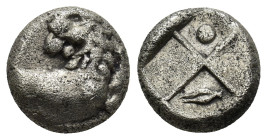 THRACE, Cherronesos. 400-350 BC. AR Hemidrachm (2.52 Gr. 11mm.)
Forepart of lion, head looking back.
Rev: Incuse