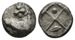 THRACE, Cherronesos. 400-350 BC. AR Hemidrachm (2.41 Gr. 12mm.)
Forepart of lion, head looking back.
Rev: Incuse