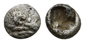 KINGS of LYDIA. Kroisos. Circa 564/53-550/39 BC. AR Twenty-fourth Stater (6mm, 0.39 g). Sardes mint. Confronted foreparts of lion right and bull left ...