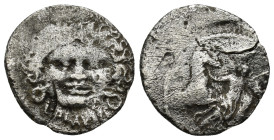 L. PLAUTIUS PLANCUS. Denarius (47 BC). Rome. (3.13 Gr. 19mm.)
 Facing head of Medusa with coiled snakes at either side.
 Rev. Draped and winged Aurora...