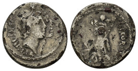 Cordius Rufus AR Fourree Denarius. (18mm, 3.51 g) Rome, 46 BC. Jugate heads of Dioscuri right, RVFVS•IIIVIR around / Venus Verticordia holding scales ...