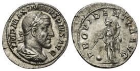 MAXIMINUS THRAX (235-238). Denarius. (24mm, 3.0 g) Rome. Obv: IMP MAXIMINVS PIVS AVG. Laureate, draped and cuirassed bust right. Rev: PROVIDENTIA AVG....