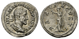 MAXIMINUS THRAX (235-238). Denarius. (25mm, 2.9 g) Rome. Obv: IMP MAXIMIANVS PIVS AVG. Laureate, draped and cuirassed bust right. Rev: PAX AVGVSTI. Pa...