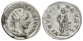 Gordian III, 238 - 244 AD Silver Antoninianus, Rome Mint, (21mm, 4.19 g) Obverse: IMP GORDIANVS PIVS FEL AVG, Radiate, draped and cuirassed bust of Go...