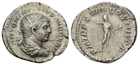 Caracalla AR Antoninianus. (23mm, 4.4 g) Rome, AD 215. ANTONINVS PIVS AVG GERM, radiate, draped, and cuirassed bust right / P M TR P XVIIII COS IIII P...