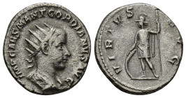 Gordian III. A.D. 238-244. AR antoninianus (20mm, 4.93 g). Rome mint, Struck A.D. 240. IMP CAES M ANT GORDIANVS AVG, radiate, draped and cuirassed bus...