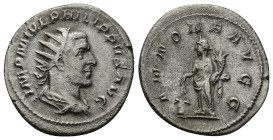 Philip I Rome, 244-247 AD. AR antoninianus, (23mm, 3.98 g). IMP M IVL PHILIPPVS AVG radiate, draped, cuirassed bust of Philippus I right / ANNONA AVGG...