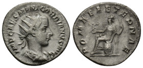 Gordian III. A.D. 238-244. AR antoninianus (21mm, 4.0 g). Rome mint, Struck A.D. 239. IMP CAES GORDIANVS PIVS AVG, radiate, draped and cuirassed bust ...