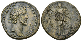 ANTONINUS PIUS, (A.D. 138-161), AE sestertius, (32mm, 24.4 g), Rome Mint, issued A.D. 144, obv. laureate head of Antoninus Pius to right, around ANTON...