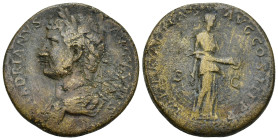 Hadrian AE Sestertius. (32mm, 23.8 g) 132-134 AD. HADRIANVS AVGVSTVS, draped bust left / LIBERALITAS AVG COS III P P S-C, Liberalitas standing right, ...