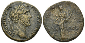 ANTONINUS PIUS. Sesterce. (29mm, 20.9). 145-161 AD Rome. Anv: Laureate head of Antonino Pío on the right, around legend: ANTONINVS AVG PIVS PP TR P. R...