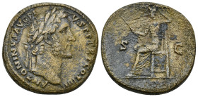 Antoninus Pius. Æ Sestertius (29mm, 23.7 g), AD 138-161. Rome, AD 147. ANTONINVS AVG PI-VS P P TR P COS IIII, laureate head of Antoninus Pius right. R...