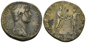Hadrian (AD 117-138). Orichalcum sestertius (30mm, 21.2 g). Rome, AD 134-138. HADRIANVS AVG COS III P P, bare-headed and draped bust of Hadrian right ...