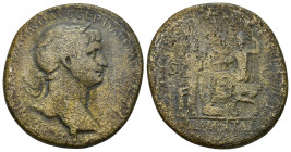 Trajan. Æ Sestertius (30mm, 20.8 g), AD 98-117. Rome, ca. AD 103. Laureate bust of Trajan right, slight drapery on far shoulder. Reverse: ALIM ITAL in...