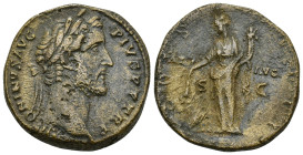 ANTONINUS PIUS. Sesterce. (29mm, 23.9 g). 145-161 AD Rome. Anv: Laureate head of Antonino Pío on the right, around legend: ANTONINVS AVG PIVS PP TR P....