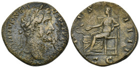 Antoninus Pius, 138-161. Sestertius (Orichalcum, 31mm, 25.6 g), Rome, 145-161. ANTONINVS AVG PIVS P P TR P Laureate head of Antoninus Pius to right. R...