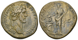 Antoninus Pius, 138-161. Sestertius (Orichalcum, 32mm, 26.0 g), Rome, 140-144. ANTONINVS AVG PIVS P P TR P COS III Laureate head of Antoninus Pius to ...