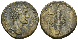 Marcus Aurelius as Caesar; 139-161 AD, Rome, 140-4 AD, Sestertius, (30mm, 25.9 g) Obv: AVRELIVS CAE - SAR AVG PII F COS Head bare r. Rx: [IV]VEN - TAS...