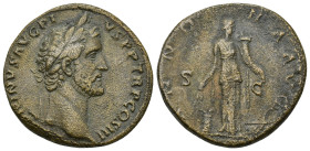 Antoninus Pius (138-161 AD). AE Sestertius (30mm, 23.6 g), Rome, 140-144 AD. Obv. ANTONINVS AVG PIVS P P TR P COS III, Laureate head right. Rev. ANNON...