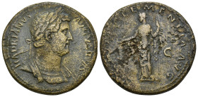 Hadrian (AD 117-138). AE sestertius (33mm, 24.6 g). Rome, AD 132-134. HADRIANVS-AVGVSTVS, laureate head of Hadrian right, drapery on left shoulder / C...