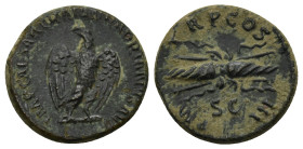 Hadrian. A.D. 117-138. Æ quadrans (18mm, 3.9 g). Rome mint, Struck ca. A.D. 122-125. IMP CAESAR TRAIAN HADRIANVS AVG, eagle standing right on thunderb...