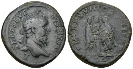 Septimius Severus (AD 193-211). AE. Sestertius (26.93 Gr.33mm.). Rome, AD 210. 
Laureate head of Septimius Severus right 
Rev. P M TR P XVIII COS III ...