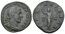 PHILIP I. 244-249 AD. AE.Sestertius (18.40 Gr. 28mm.) 
Laureate, draped, and cuirassed bust right, seen from behind 
Rev. Pax standing left, holding o...