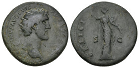 Antoninus Pius AE Dupondius, (13.12 Gr. 26mm.), Rome 
 Radiate head to right. 
Rev. Felicitas standing left, holding caduceus and branch.