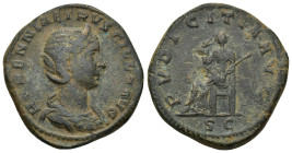 HERENNIA ETRUSCILLA, wife of Trajan Decius. 249-251 AD. AE Sestertius (17.46 Gr. 30mm). Rome. HERENNIA ETRUSCILLA AVG, diademed and draped bust right ...