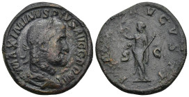 Maximinus I Thrax; 235-238 AD, Rome, 236-8 AD, AE. Sestertius (19.67 Gr. 30mm.)
Bust laureate, draped, cuirassed right. 
 Rev. Pax standing left holdi...