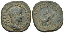 Gordianus III 243 - 244 AD Sestertius (23.87 Gr. 33mm.)
 Laureate, draped and cuirassed bust right. 
Rev. Fortuna seated left, holding rudder and corn...