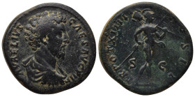 Marcus Aurelius as Caesar AD 139-161. Struck under Antoninus Pius in Rome. Rome aurelius Æ (32mm, 26.03 g). AVRELIVS CAESAR AVG PII F, draped and cuir...