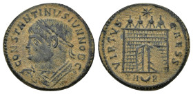 Constantinus II, as Caesar AD 317-337. Struck AD 325-326. Arles Follis AE (3 Gr. 19mm.) 
CONSTANTINVS IVN NOB C, laureate, draped and cuirassed bust o...