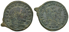 Severus II. AD 306-307. AE. Follis (10.55 Gr. 28mm.). Aquileia 
 Laureate head right 
Rev. Fides standing facing, head left, holding two standards; AQ...