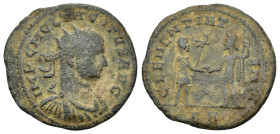 Tacitus, Billon Antoninianus, Serdica Mint(?) (3.9 Gr. 23mm.)
 Radiate, draped and cuirassed bust of Tacitus right. 
Rev. Tacitus standing on right ho...