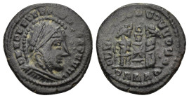 Barbarous Imitation. Ca. 4th century A.D. AE reduced follis (18mm, 3.58 g). Barbarous mint - probably Baltic. Crude legends, helmeted and cuirassed bu...
