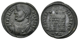 LICINIUS I. 308-324 AD. Æ Follis (18mm, 2.84 g). Heraclea mint. Struck 316-7 AD. IMP LICI-NIVS AVG, laureate and mantled bust left, holding mappa in r...