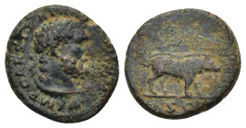 Trajan (98-117), Quadrans,Rome, c. AD 100-110, AE, (15mm, 2.97 g). IMP CAES TRAIAN AVG GERM, laureate bust of Hercules r., with lion’s skin, Rv. Boar ...