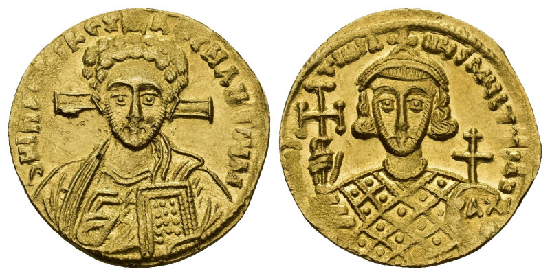 Justinian II, Second Reign, AV Solidus. (20mm, 4.33 g) Constantinople, AD 705-11...